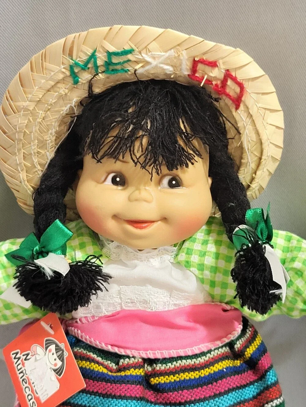 Vintage Munecas Mexicanas Girl Doll Mexican Souvenir Folk Art Sombrero 10